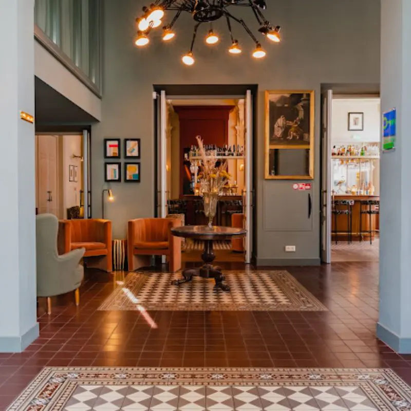 Hotel Mercier lobby interior in Amsterdam