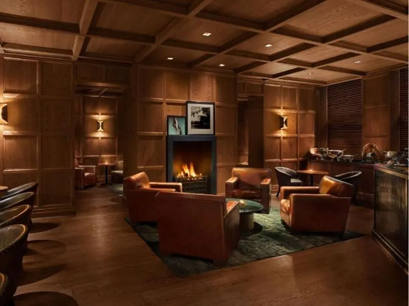 The London, EDITION, The bar with fireplace 