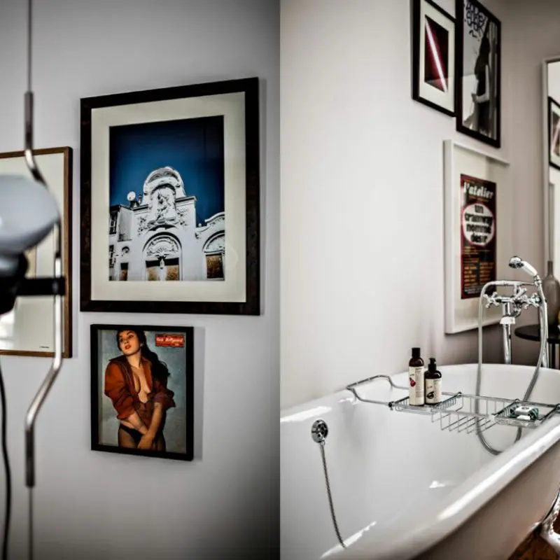 Le Pigalle, Art work and Bathroom details, Boutique Hotels in Paris