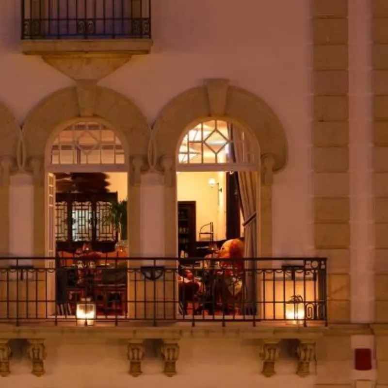 Exterior of Hotel at Night 