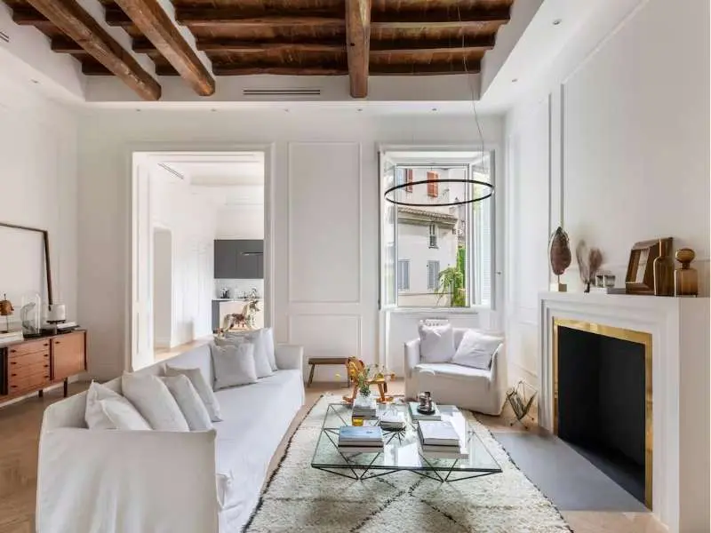 Casa Luce – Burghesius homes, Living Room, Fireplace, Rome 