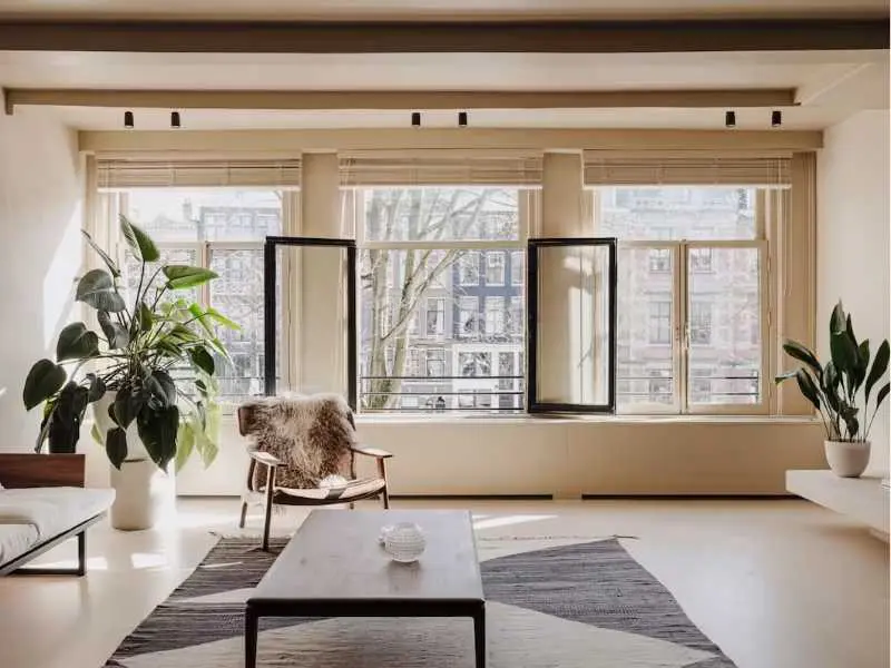 Luxury water-side flat in the Canal District, Living room, view over Canal