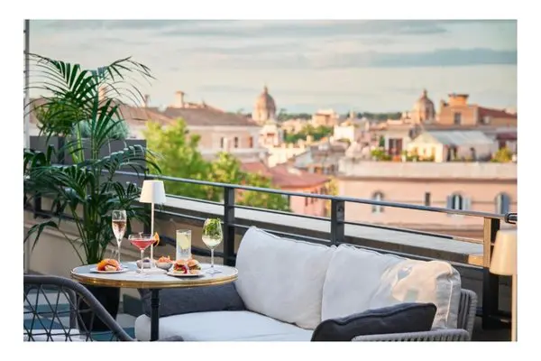 Unahotels Trastevere, Rooftop, wine, view, Rome 