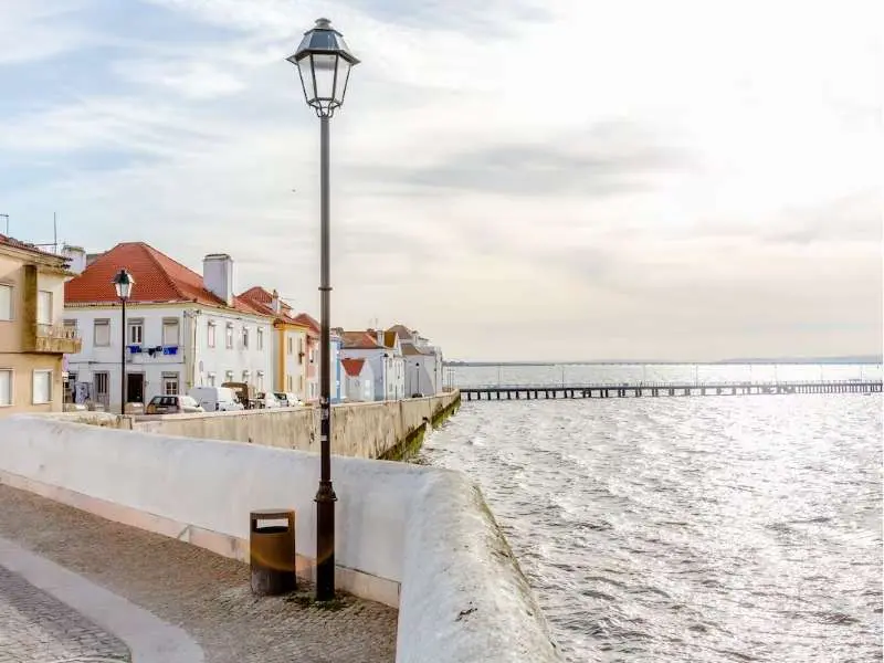 Riverside promenade in Alcochete overlooking the Tagus estuary