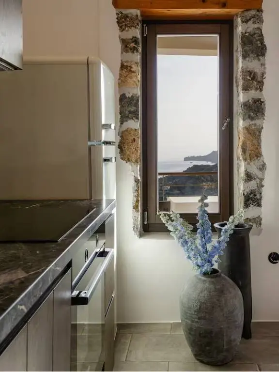 Fedra Suites stone kitchen interior