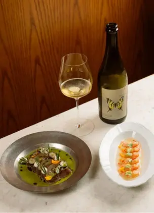 Mediterranean dishes and wine served at Gallina, one of the most interesting restaurants in Athens