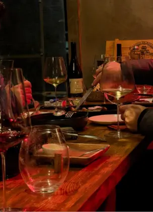 Alibertos restaurant interior with wine and candlelit dining