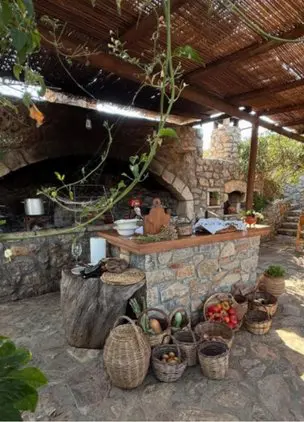 Peskesi Restaurant traditional outdoor Cretan kitchen