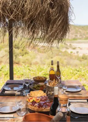 Table at Winery with view over land 