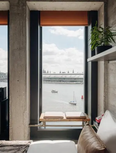 Sir Adam hotel room with IJ river view in Amsterdam