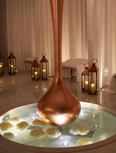 Copper water feature in the Agua Spa at Sea Containers London spa hotel