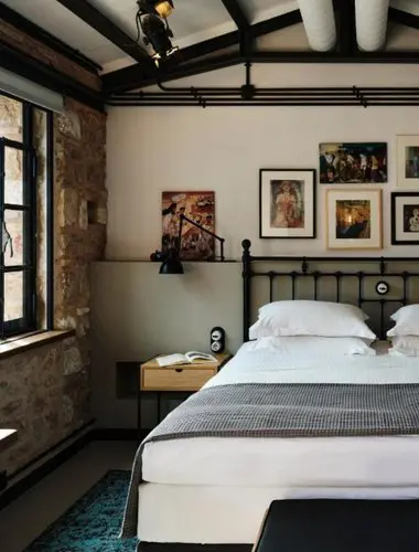 Character-filled guest room at NOT Hotel, a creative boutique hotel in Athens