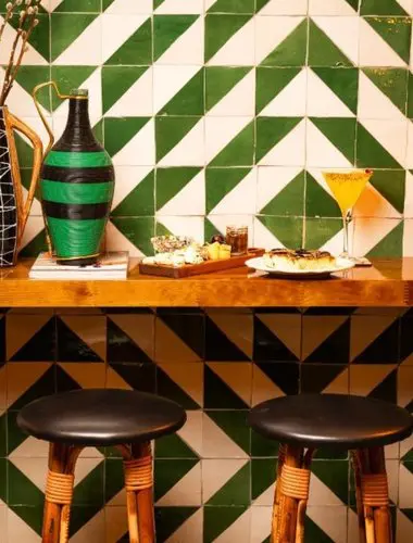 Vintage-inspired bar area at Hôtel du Temps, one of the cool hotels in Madrid