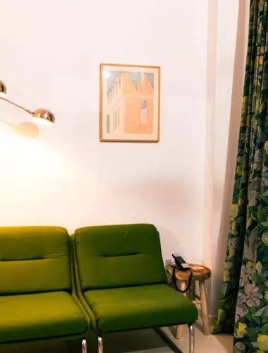 Colourful guest room at Hôtel du Temps in Malasaña Madrid
