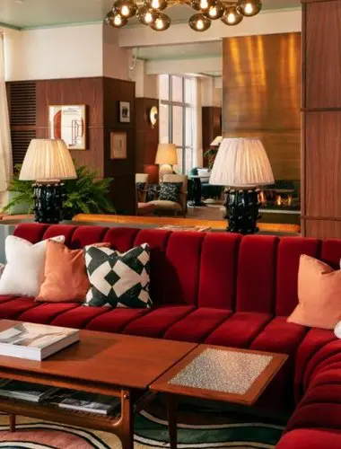 Vibrant lounge at The Hoxton Rome, where locals and travellers gather throughout the day