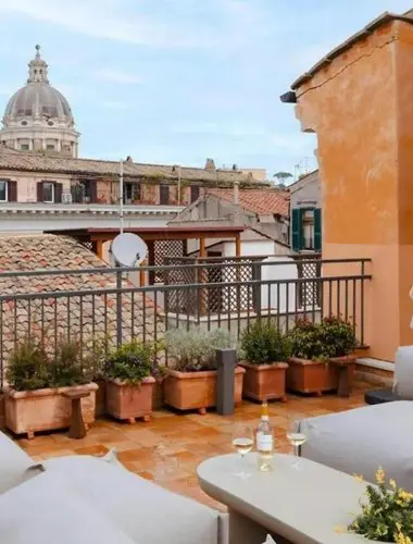 Private terrace at Numa Rome Condotti with rooftop views across historic Rome