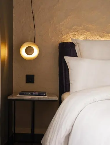 Modern guest room at Letoh Letoh Gran Vía hotel in Madrid