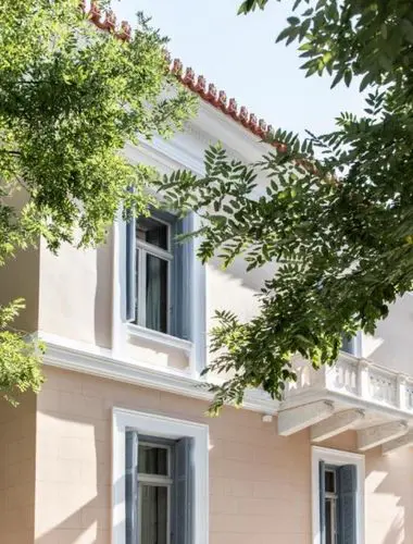 Restored neoclassical façade of Monsieur Didot, one of the most distinctive hotels in Kolonaki Athens