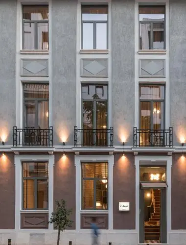 Restored façade of Cohort Koukaki, a design-led boutique hotel in Koukaki Athens