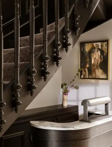 Historic staircase and reception area at The Eperose Residence in Koukaki Athens