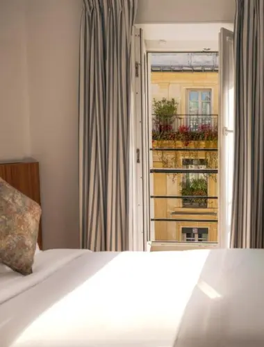 Salvia Paris hotel room with balcony view in Latin Quarter Paris
