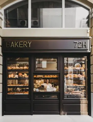 Working bakery storefront at Ergon Bakehouse, one of the most unique hotels in Monastiraki Athens