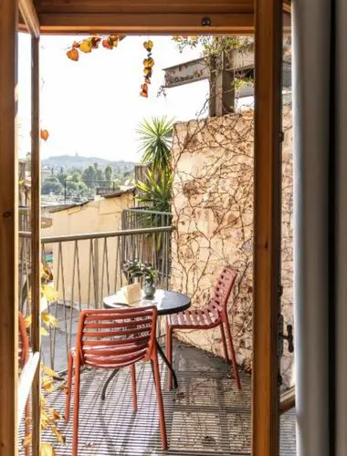 Private terrace at Asomaton, a design-led boutique hotel in central Athens