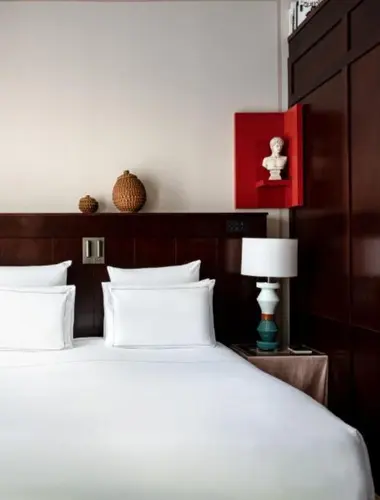 Experimental Marais guest room at a romantic hotel in Paris