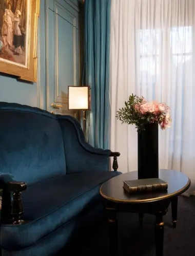 Elegant salon interior at Maison Proust, a luxury spa hotel in Paris